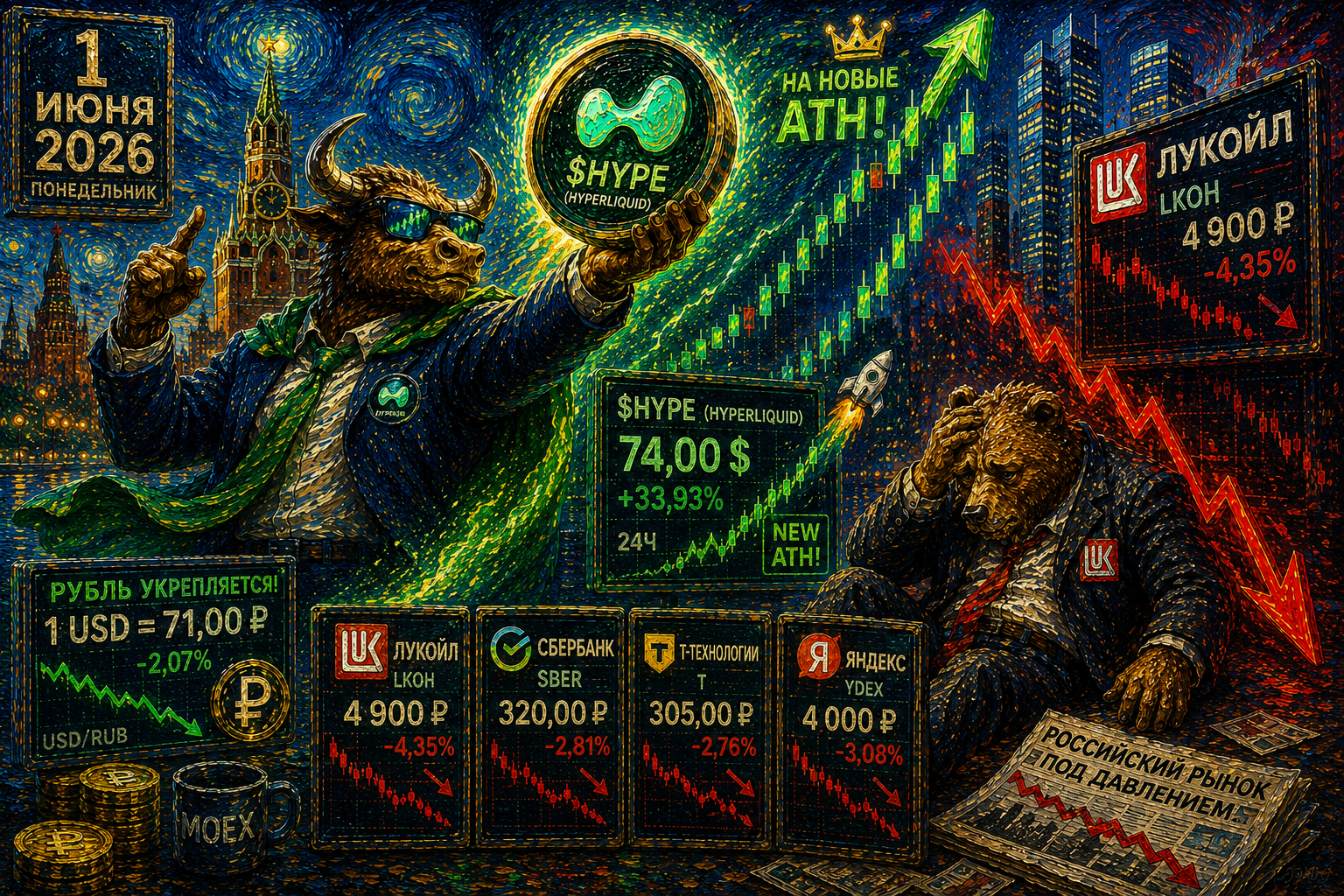 Первый день лета! $HYPE покоряет вершины, а РУ-фонда продолжает падать. Еженедельный # 2